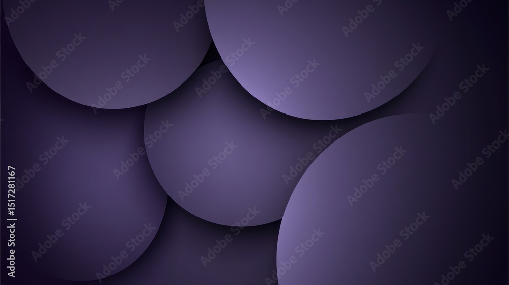 Fototapete abstract graphic design of overlapping circles in deep purple.