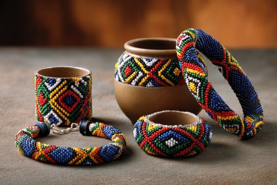 Traditional Zulu beadwork jewelry