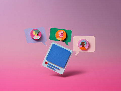 A social media post with paper cutouts of diverse