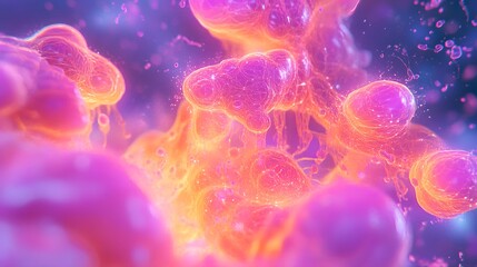 Vibrant abstract display of swirling, liquid forms.