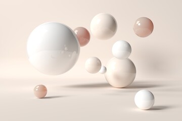 Abstract 3D spheres on a soft beige background