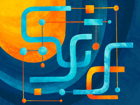 Abstract art composition showcasing geometric shapes and colors