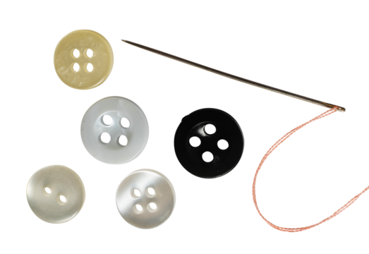 needle with buttons sewing isolated