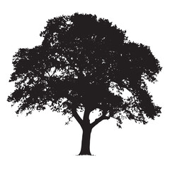 Shaded Oak Tree Silhouette Clipart