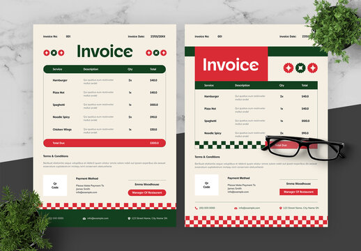 Green And Red Invoice