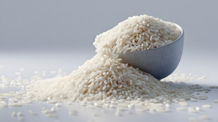 Elevate your senses with this striking shot of fresh rice, capturing the grain's essence in its purest form. Food photography at its best.