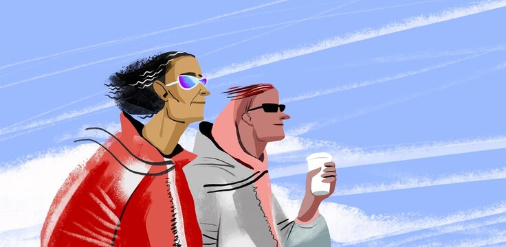 Men in sunglasses agains sky