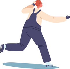 Happy boy riding skates vector illustration