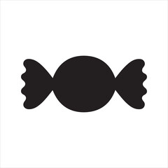 Candy Silhouette Icon – Wrapped Sweet Vector in Minimal Flat Style
