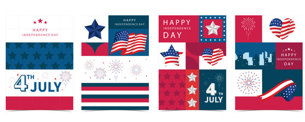 4th of July Independence Day background with geometric for A4 vertical design