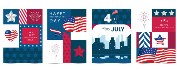 4th of July Independence Day background with geometric for A4 vertical design