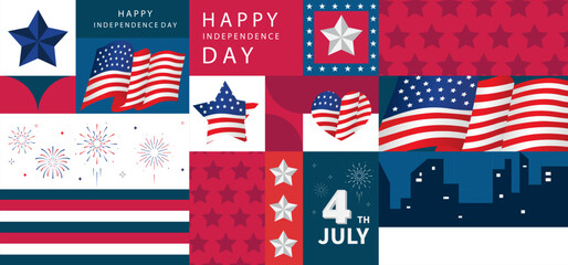 4th of July Independence Day background with geometric for A4 horizontal design