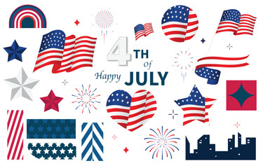 4th of July Independence Day element object with geometric style