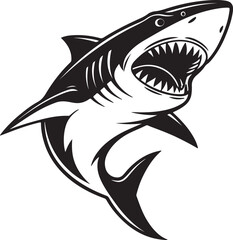 Fototapeta premium Fierce Shark Face in Dramatic Silhouette Art