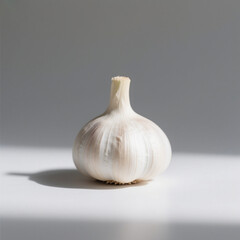 Single garlic bulb isolated on white background