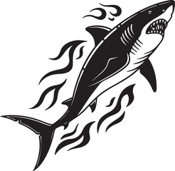 Fototapeta premium Stylized Shark Silhouette with Fin and Flat Shape