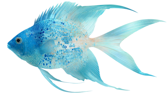 Light blue angelfish isolated, transparent background	

