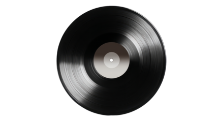a black vinyl record isolated, transparent background	