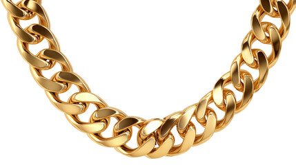 Obraz premium Close-up of thick gold chain links jewelry isolated, transparent background 