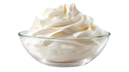 a bowl of whipped cream isolated, transparent background	