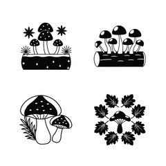 Nine Cottagecore Cat Illustration Elements Set nine decorative