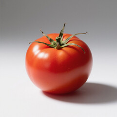 Single red tomato isolated on white background
