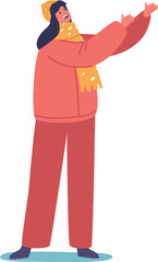 Girl child playing with snowflakes