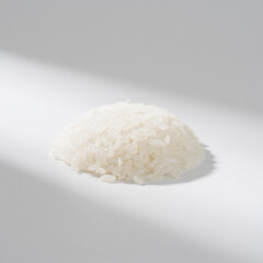Pile of cooked white rice isolated on white background