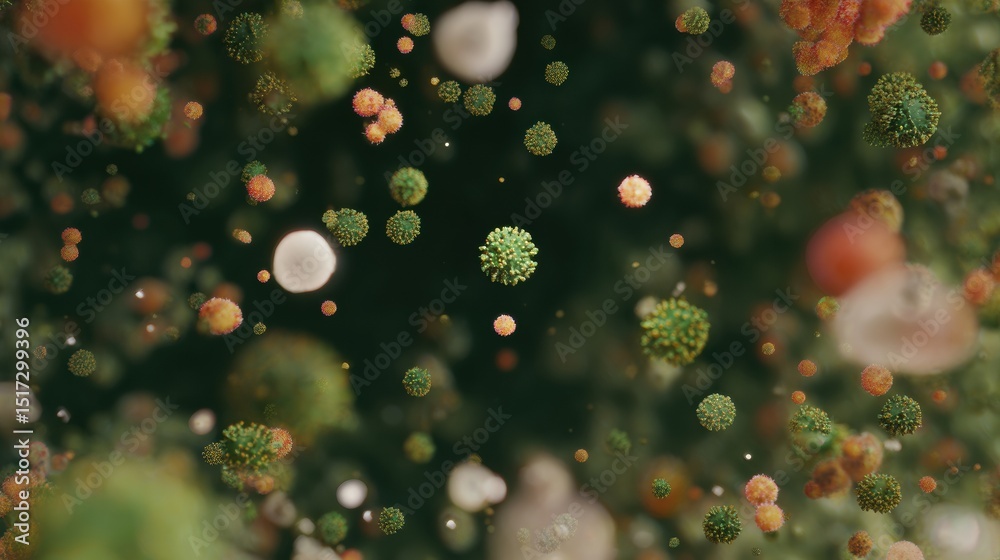 Poster metallic door handle with virus particles hovering nearby representing contact transmission and infe