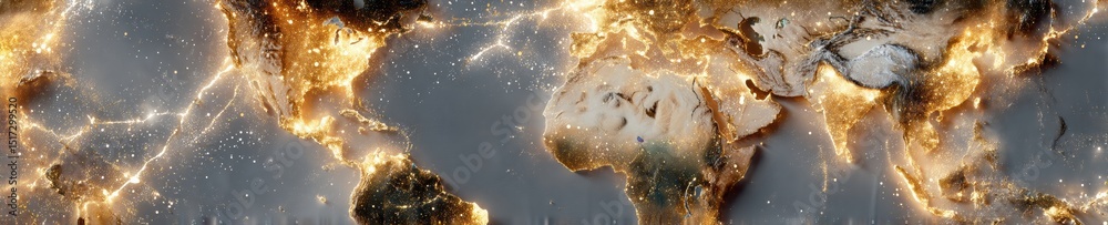 Poster Illuminated World Transit Map Highlighting Global City Hubs and Metropolitan Networks on Dark Background for Business and Digital Connectivity