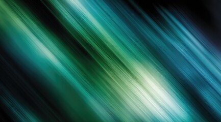 Fototapeta premium Abstract diagonal streaks of teal, green, and white light fading into black