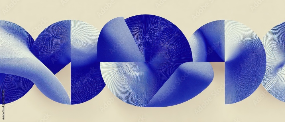Poster Abstract Blue Waveform Sculpture with Smooth Textures and Dynamic Curves for Modern Digital Design and Creative Visual Art Trends