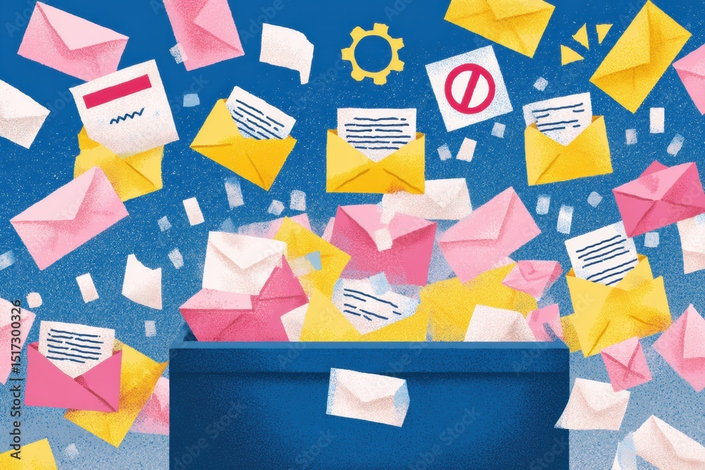 Fototapete Inbox Overwhelmed by Error Messages With Clear Space at the Top for Essential Tasks