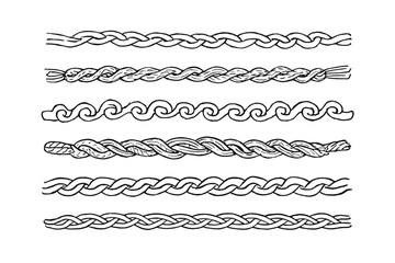 Obraz premium Collection of Hand-Drawn Rope and Cord Designs Perfect for Nautical, Rustic, or Vintage Projects