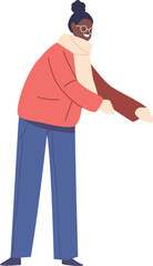 Girl child playing in winter