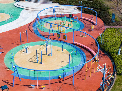 Aerial View of Children's Playground in Public Park