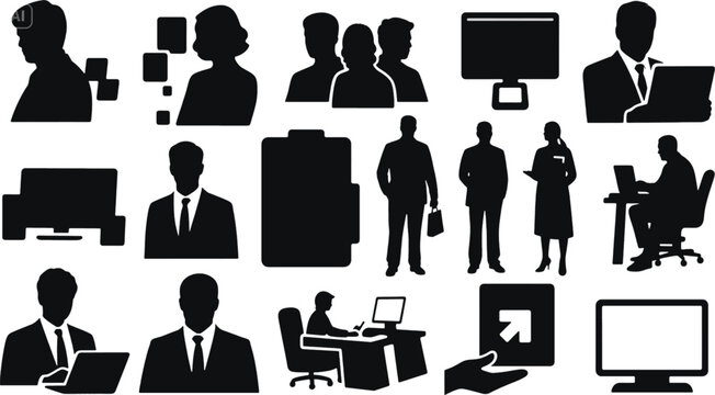 Professional Business People Icons Silhouettes for Websites and Presentations