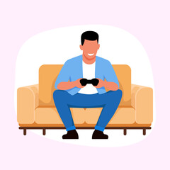 relax while playing guitar flat vector