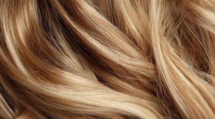 Close-up of smooth, light-blonde hair, gently curving and flowing, showcasing its lustrous texture and subtle highlights.  The strands are long, healthy, and appear soft