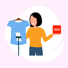 woman is live for online sales promotion