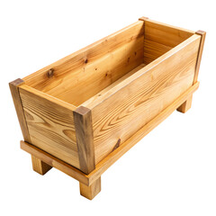HandCarved Wooden Planter Box isolated on transparent baackground