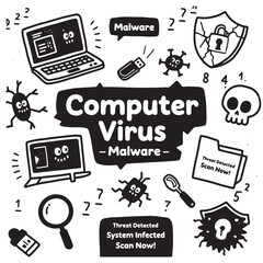 Computer Virus and Malware Illustration