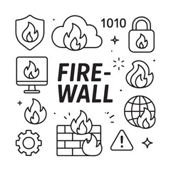 Firewall Concept Line Art Illustration