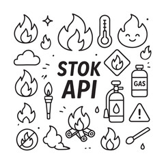 Fire Safety Icons Line Art Illustration