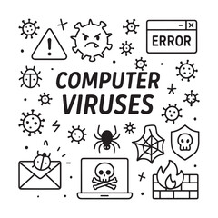 Computer Viruses Illustration with Icons