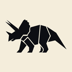 triceratops flat icon illustration in the style of black and white 