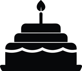 Birthday cake silhouette vector, Cake icon, birthday cake icon vector, Birthday cake line art silhouette vector illustration