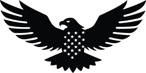 Eagle USA flag silhouette, Eagle With Flag USA silhouette vector illustration