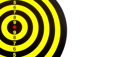 Target in the center of the dartboard, bullseye, isolated on white background with empty space....