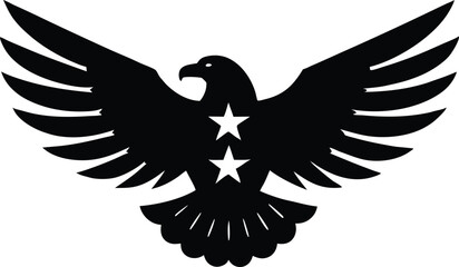 Eagle USA flag silhouette, Eagle With Flag USA silhouette vector illustration